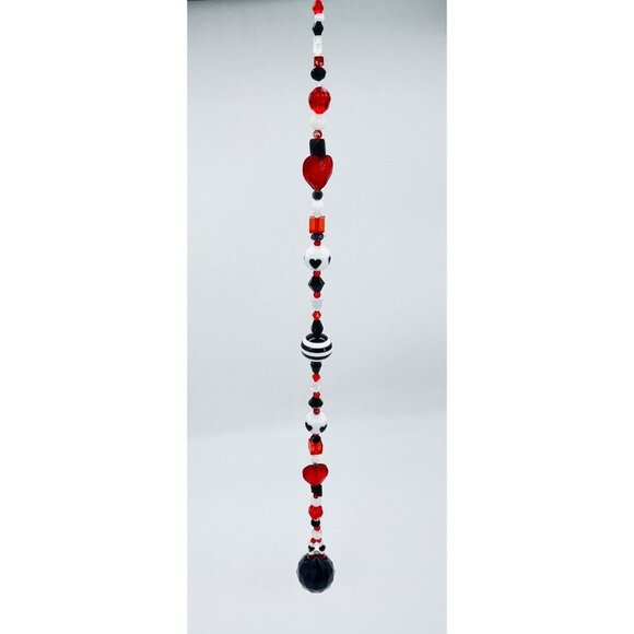 Beaded Suncatcher Black White Red Crystal Prism Hanging Patio Decor Yard Art - Picture 3 of 10